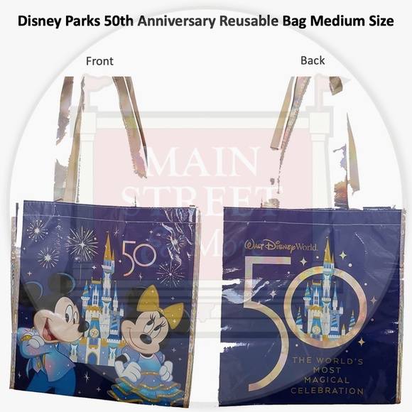 Disney Handbags - Walt Disney World Parks 50th Anniversary Medium Reusable Tote Bag - NEW